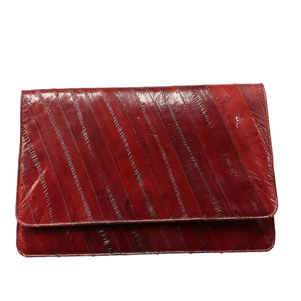 EEL Skin Vintage Leather Diagonal Striped Shoulder Crossbody Bag Evening Purse